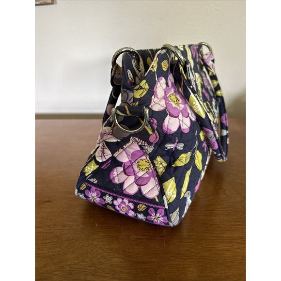 Vera Bradly Purple Yellow Cotton Handle Floral Quilted Purse. Zip Closure. - Picture 4 of 11
